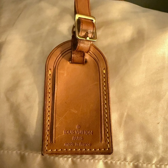 Authentic Louis Vuitton Luggage Tag Poignet Vachetta Leather Bag Vintage - Picture 1 of 2